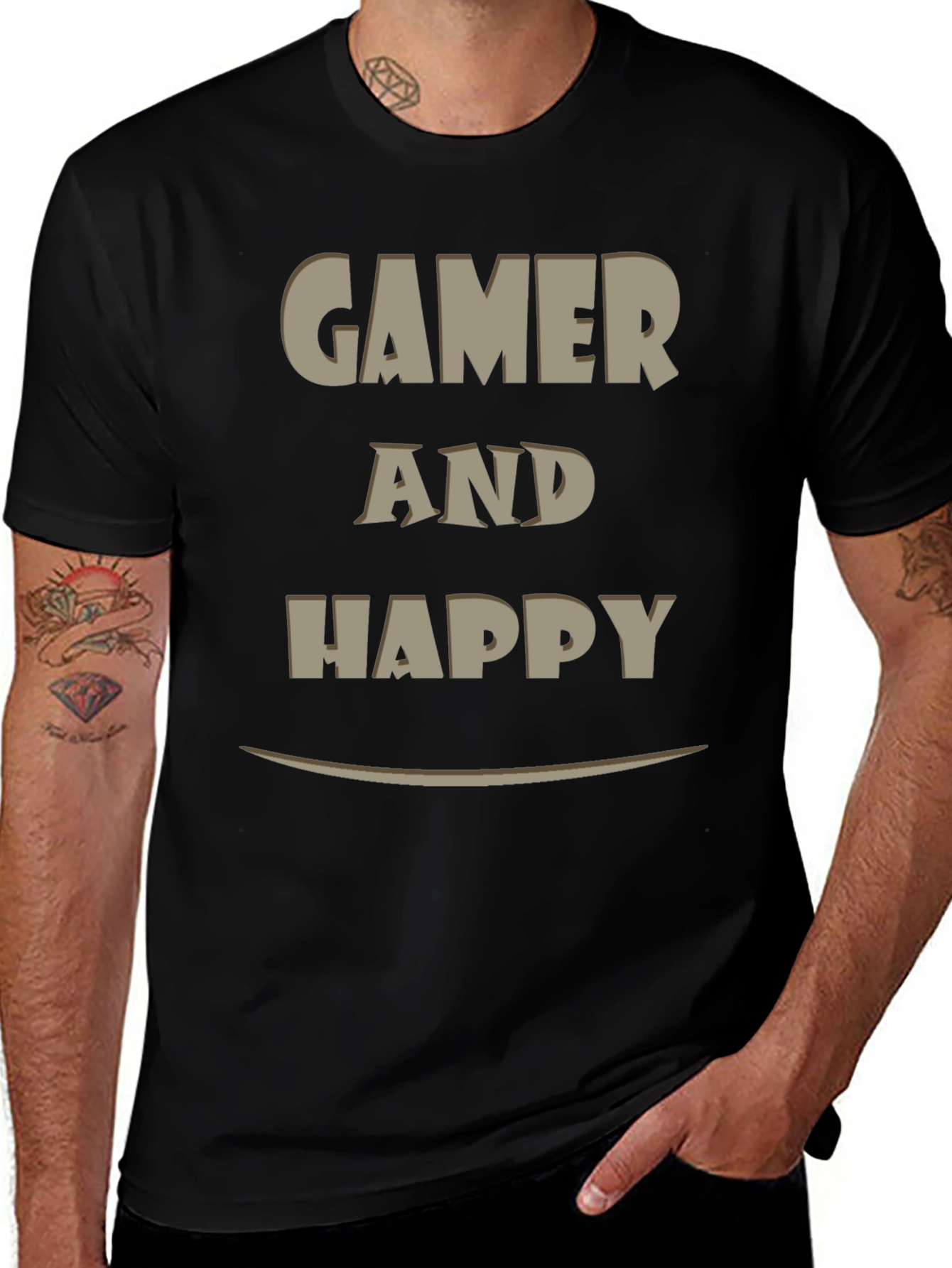 Gamer and Happy Graphic T-Shirt - Casual Wear