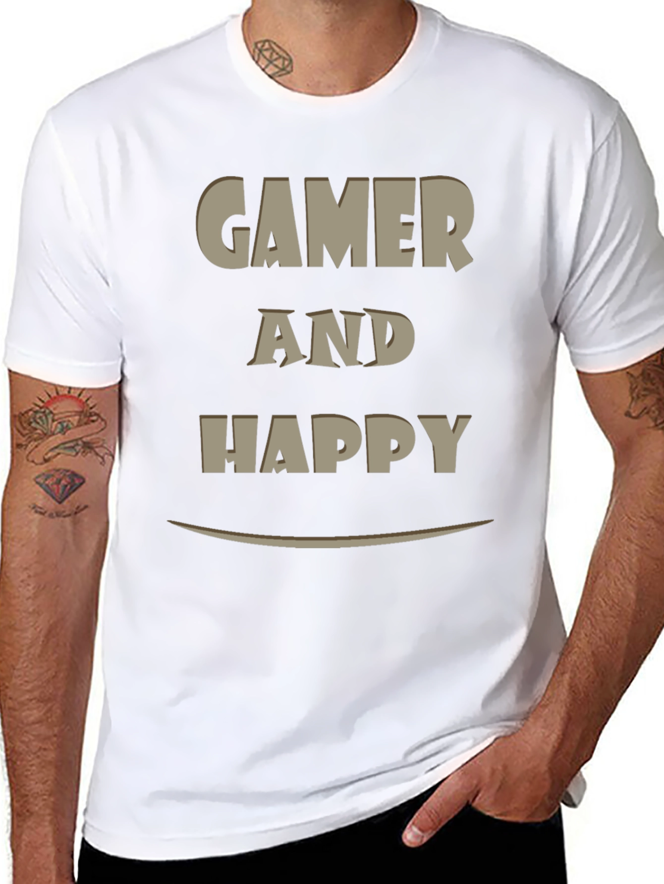 Gamer and Happy Graphic T-Shirt - Casual Wear