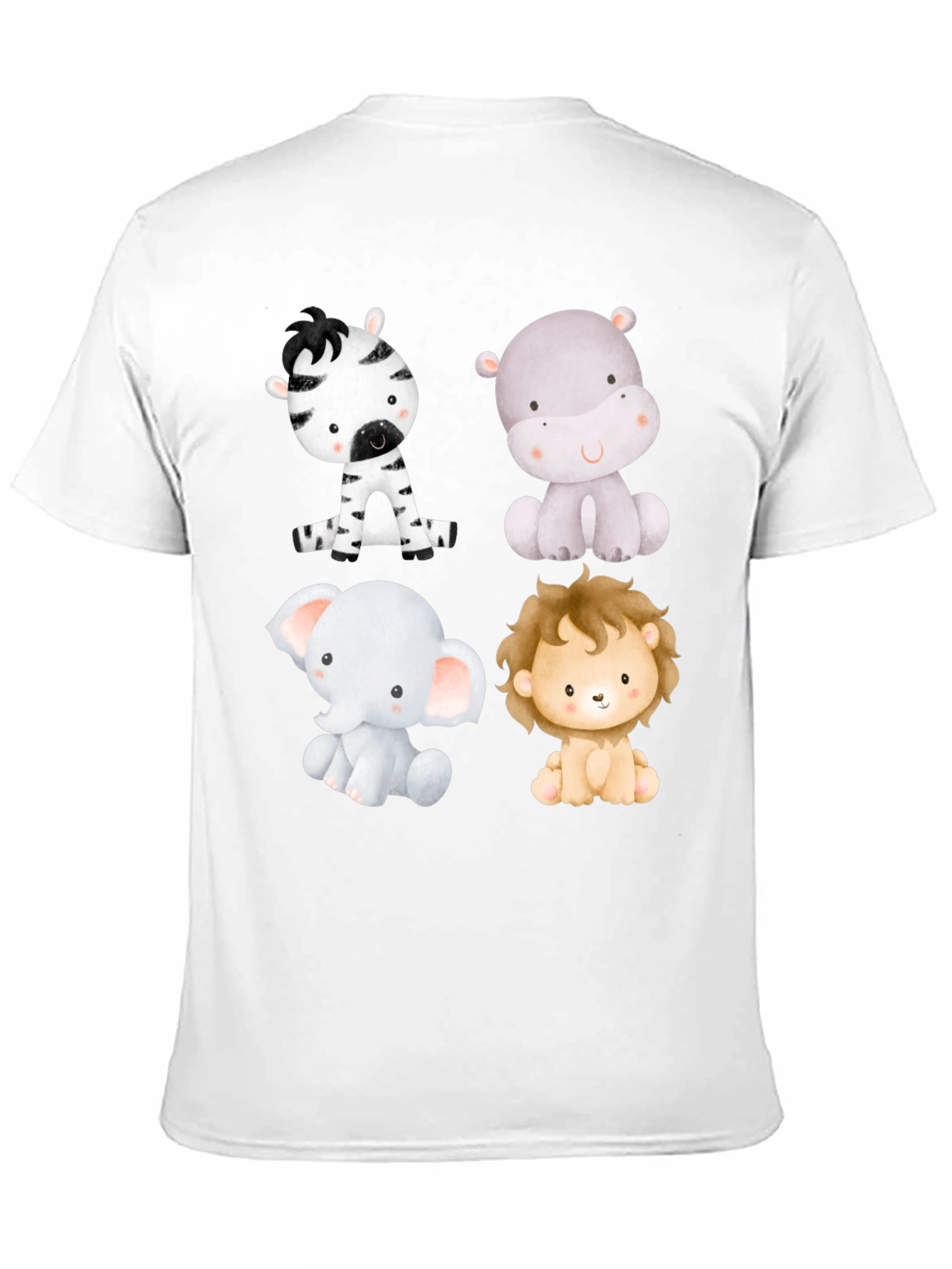 Cute Animal Print T-Shirt - Zebra Hippo Elephant Lion