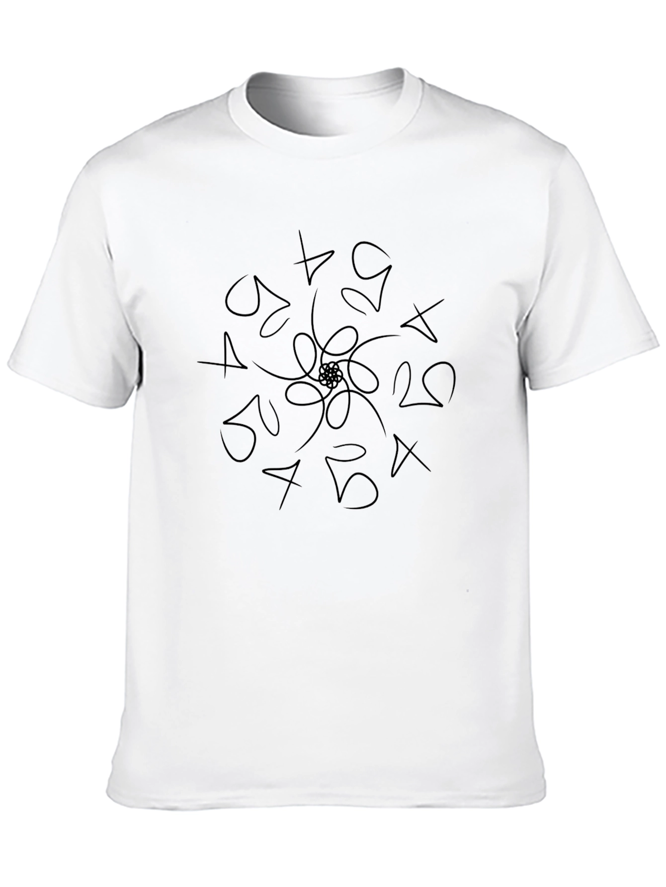 Abstract Number Print Black T-Shirt