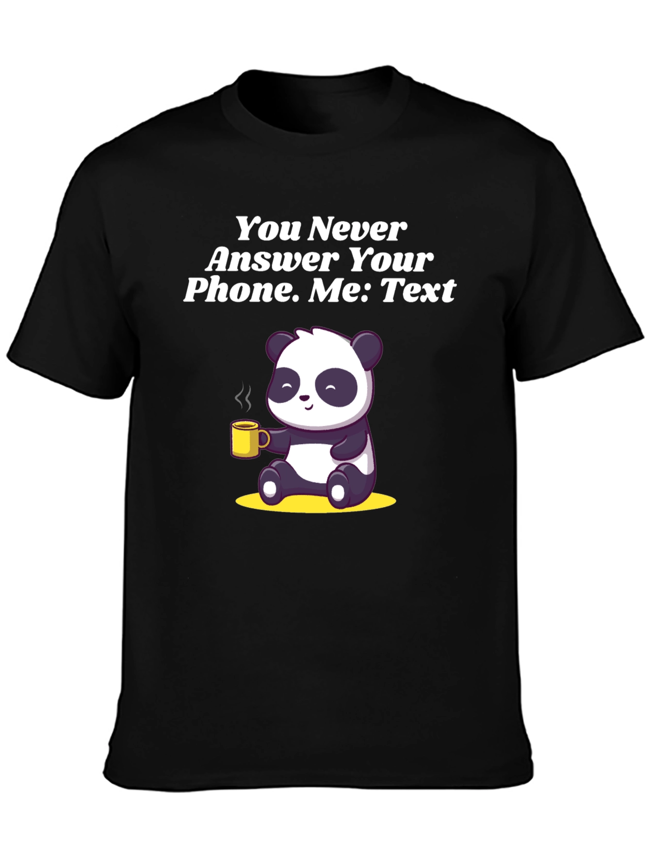 Panda Texting Humor Graphic T-Shirt
