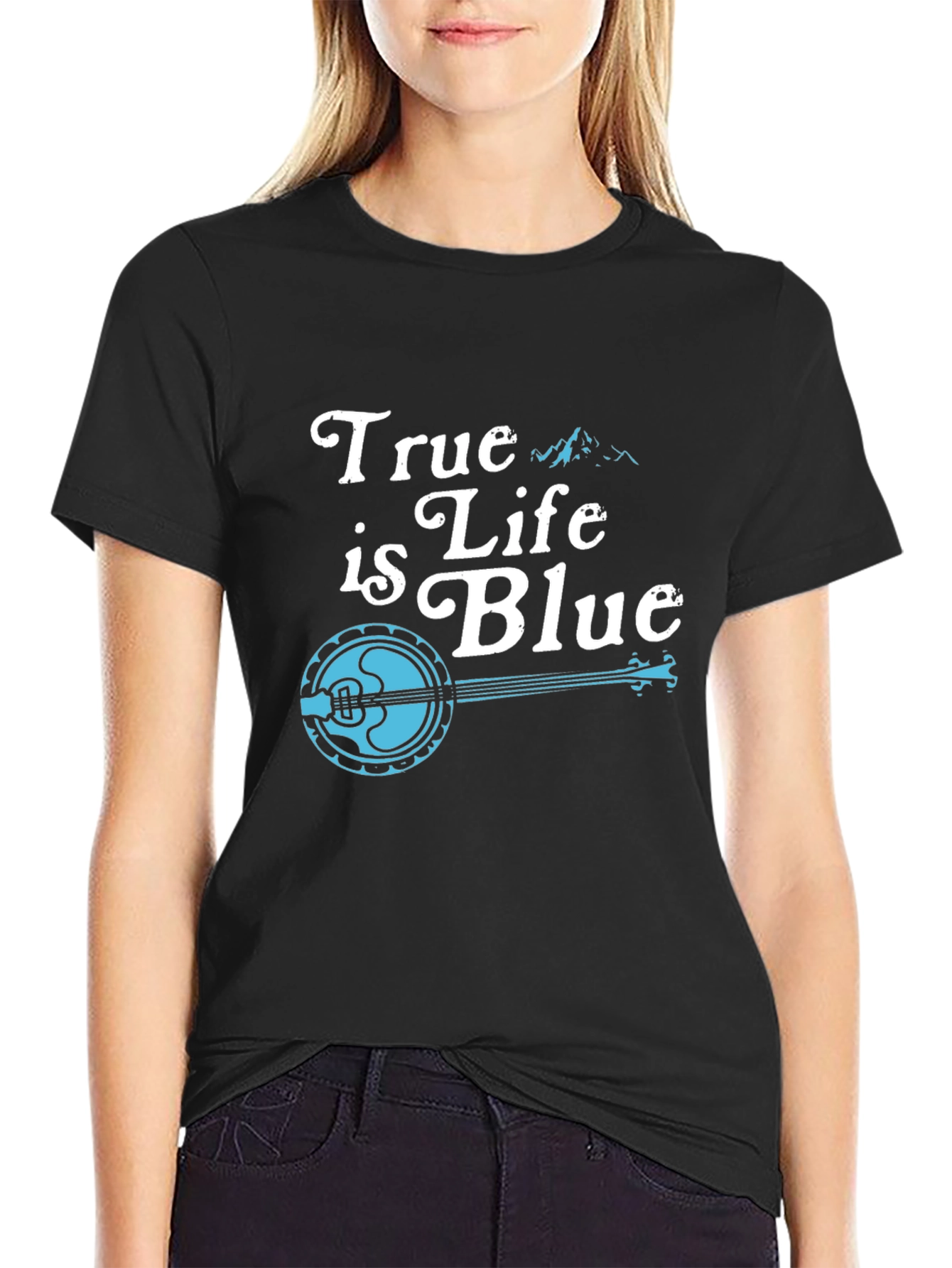 True Life is Blue Black Graphic Tee