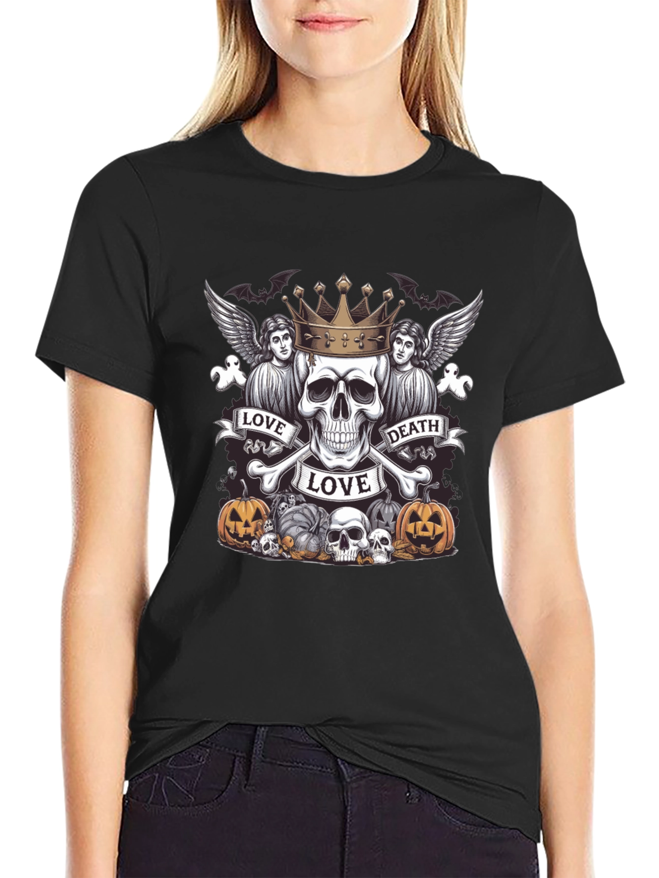 Love Death Skull Crown Halloween T-Shirt