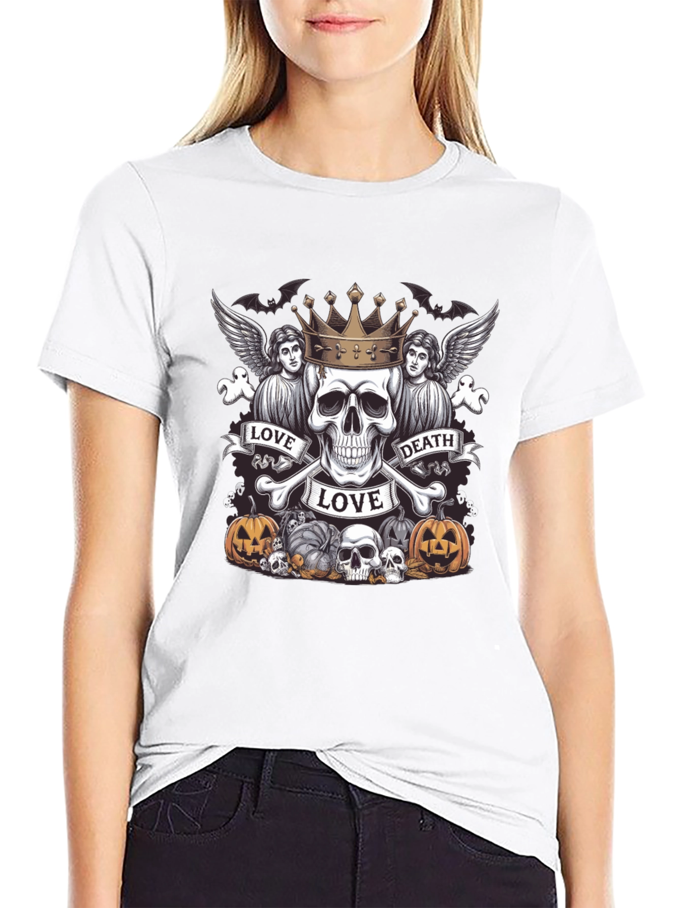 Love Death Skull Crown Halloween T-Shirt