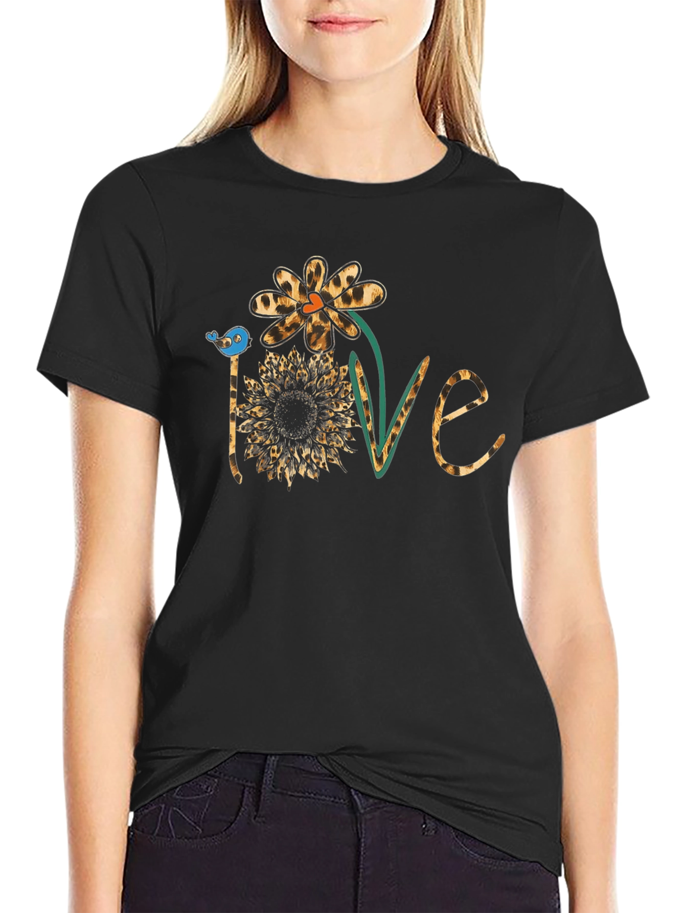 Floral Love Graphic Tee - Black