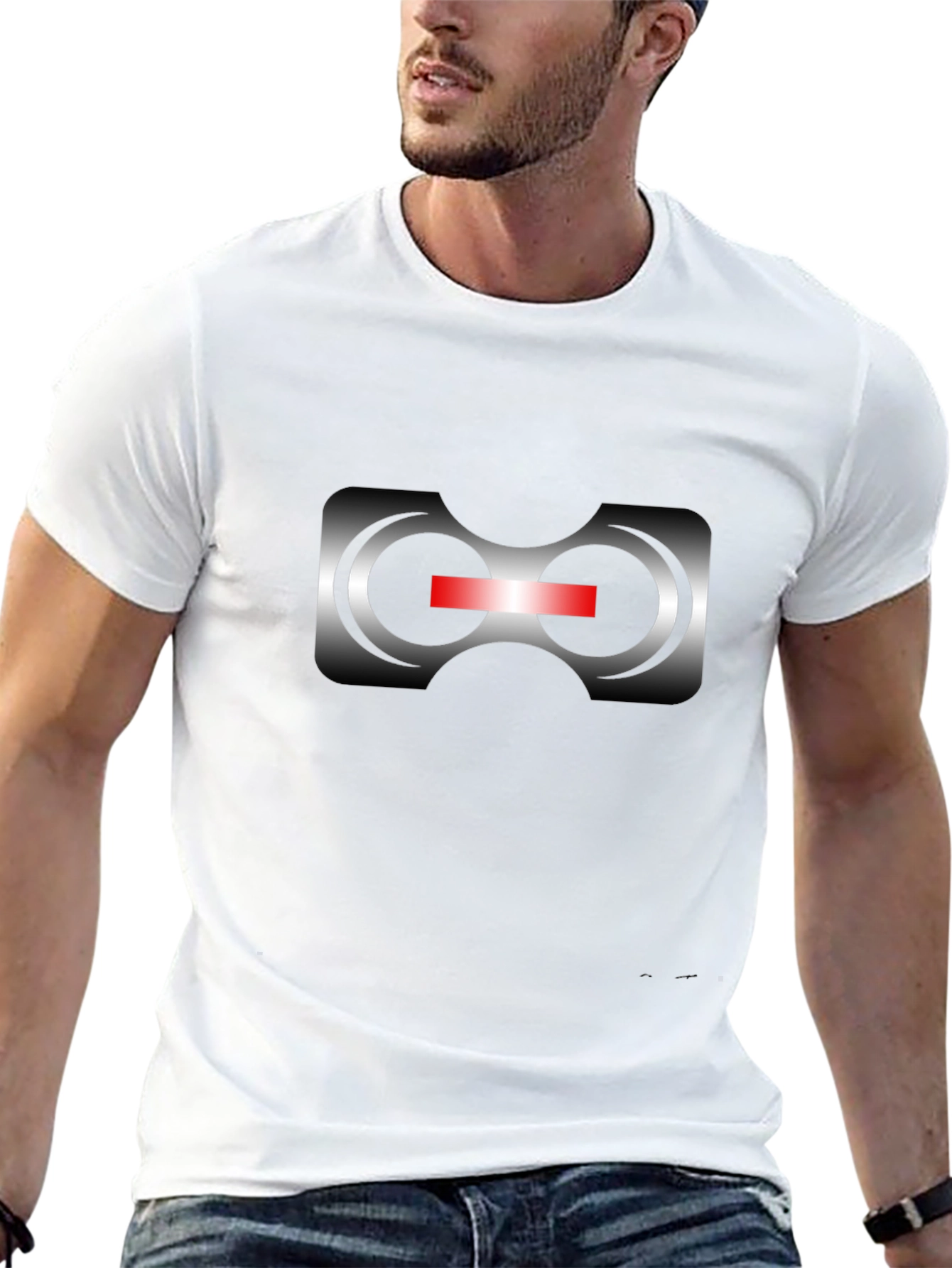 Futuristic Robot Eye Graphic T-Shirt - Black
