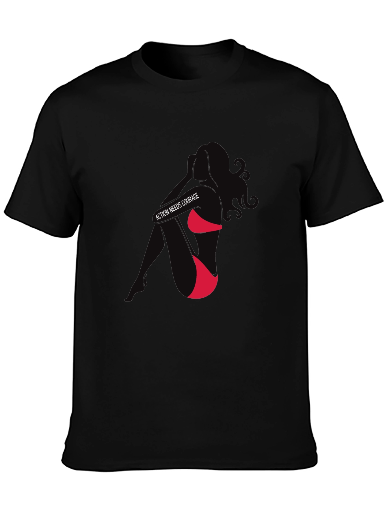 Action Needs Courage Graphic T-Shirt - Black
