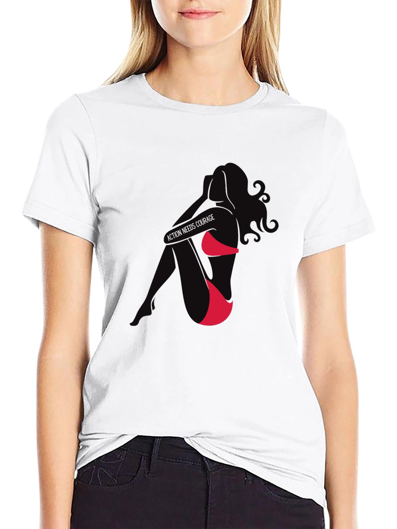 Action Needs Courage Graphic T-Shirt - Black