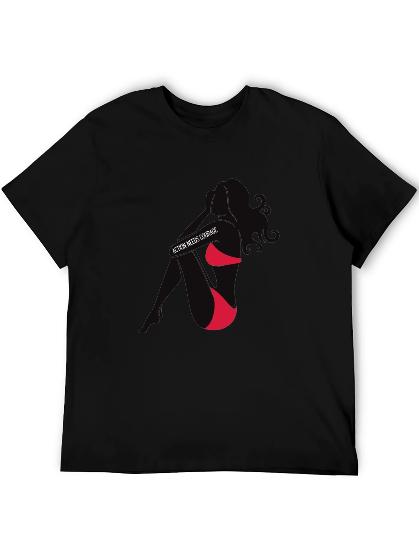 Action Needs Courage Graphic T-Shirt - Black