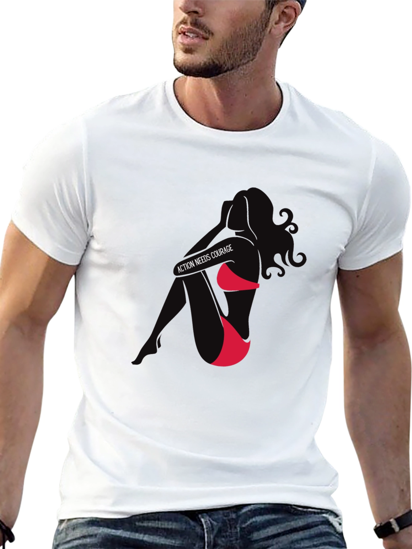 Action Needs Courage Graphic T-Shirt - Black