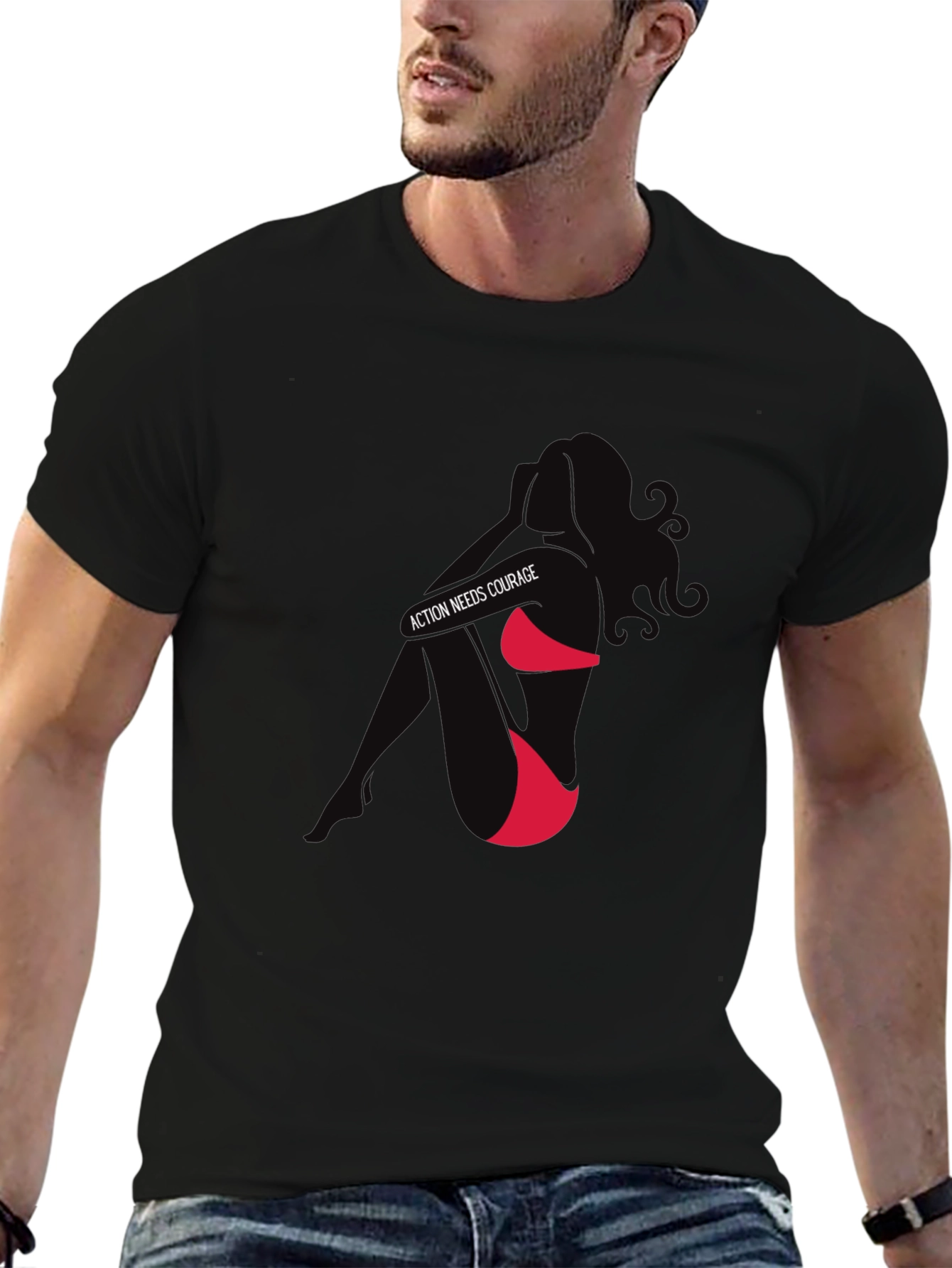 Action Needs Courage Graphic T-Shirt - Black