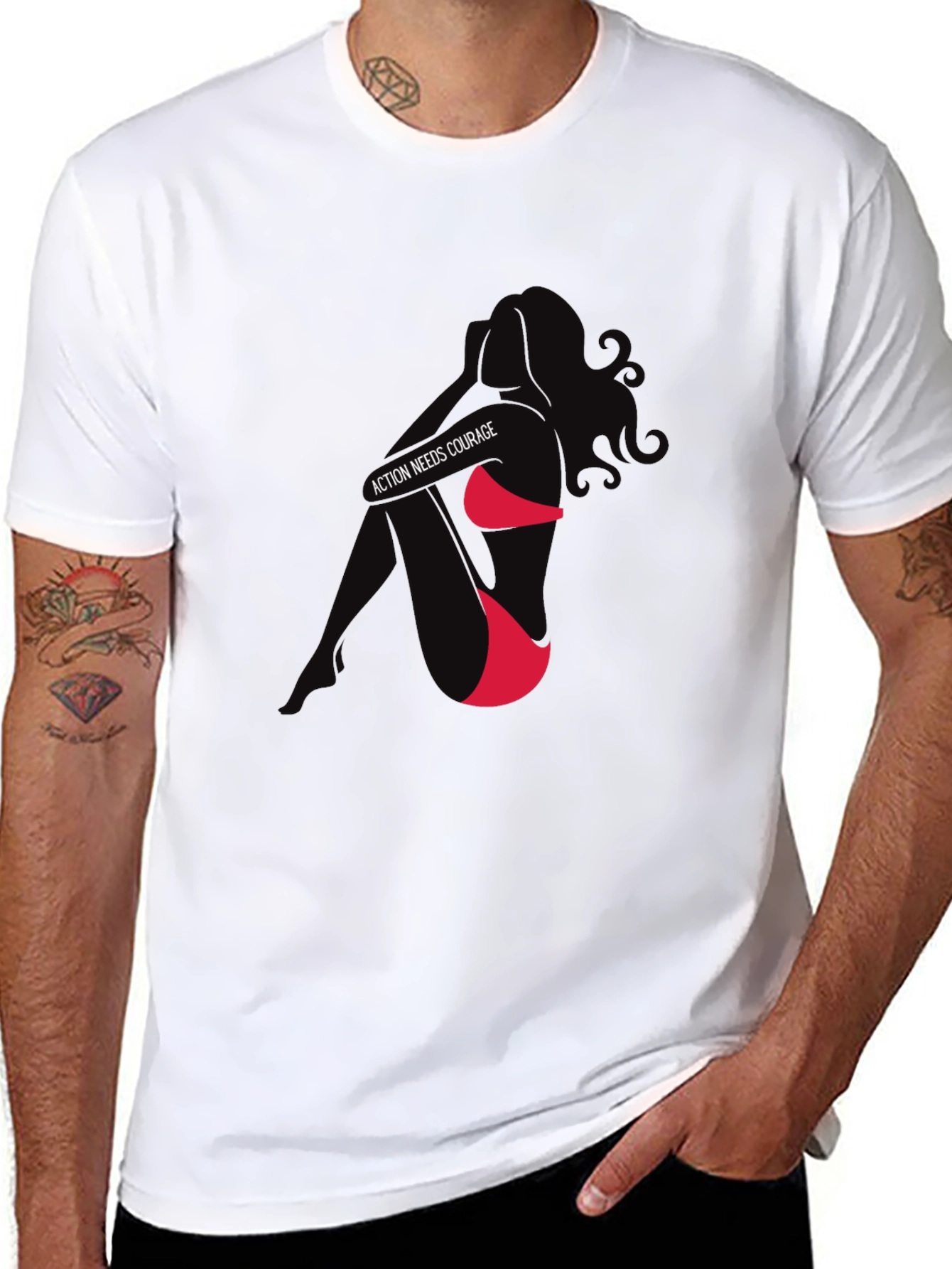 Action Needs Courage Graphic T-Shirt - Black
