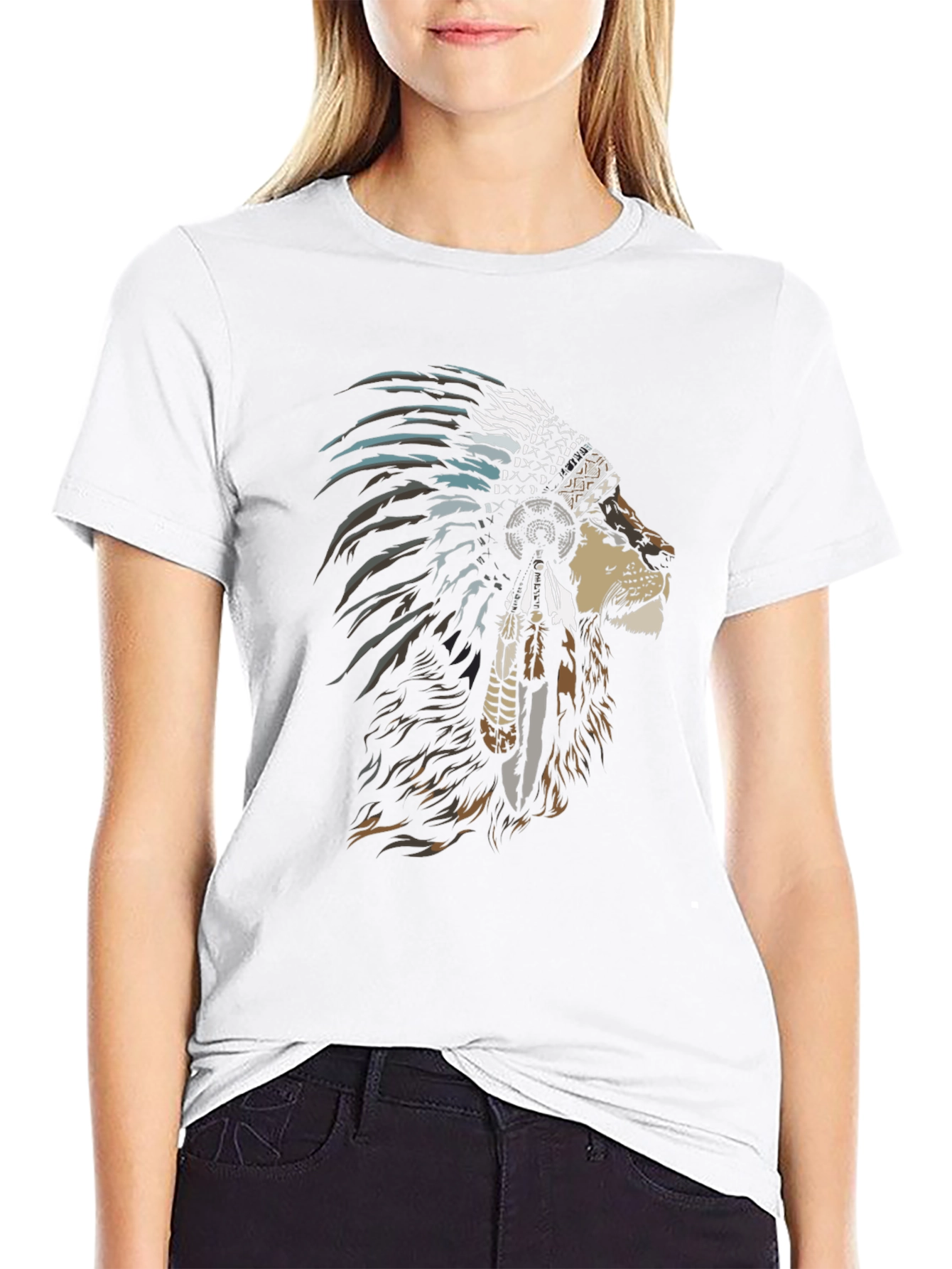 Lion Headdress Graphic Tee - Stylish & Unique