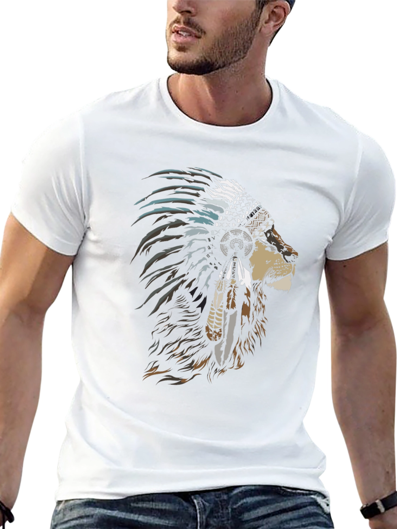 Lion Headdress Graphic Tee - Stylish & Unique