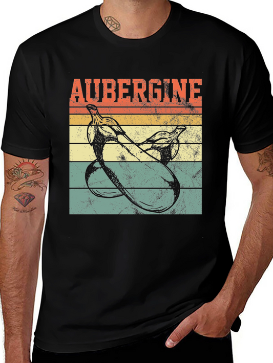 Aubergine Retro T-Shirt - Vintage Style Eggplant Tee