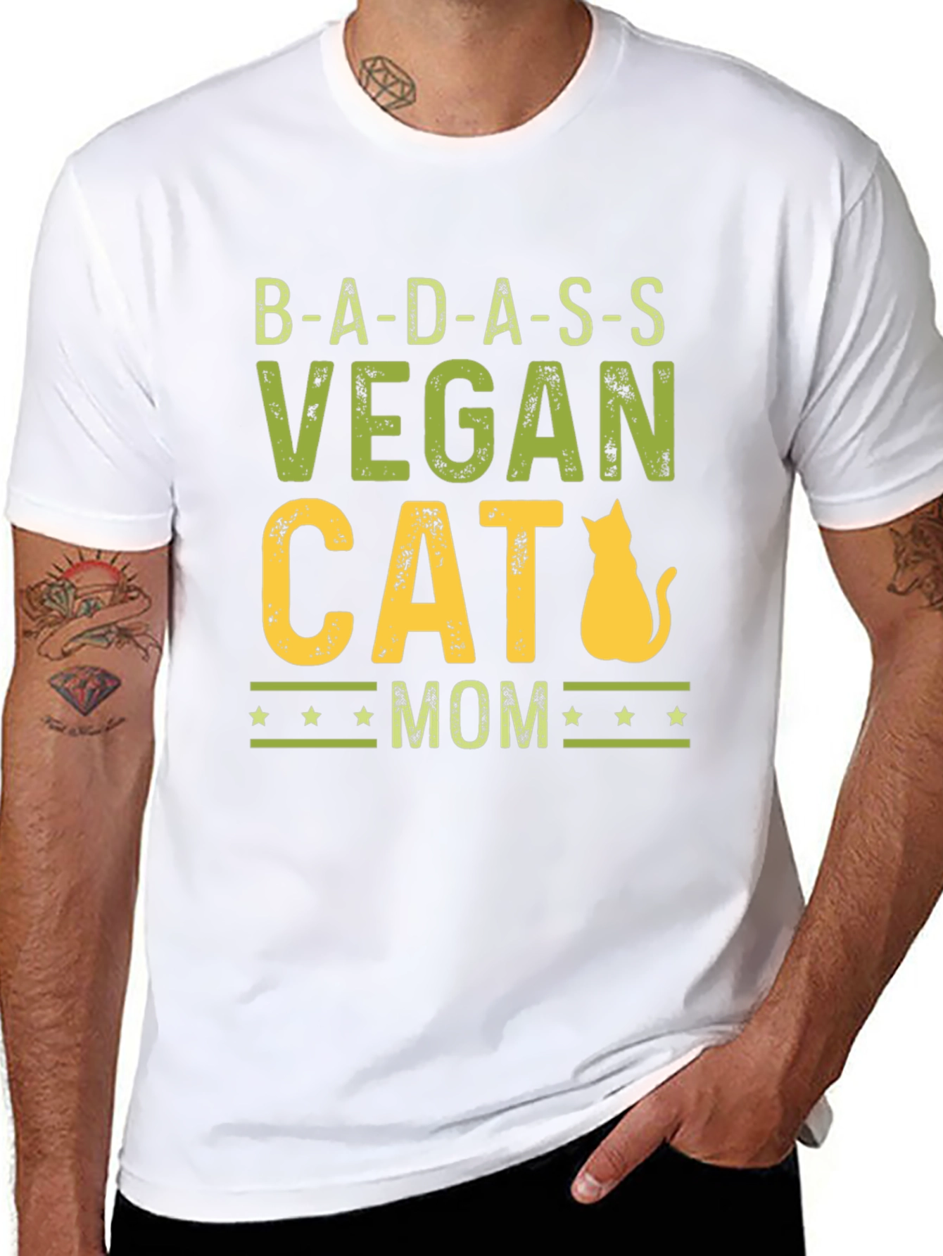 Badass Vegan Cat Mom Graphic Tee
