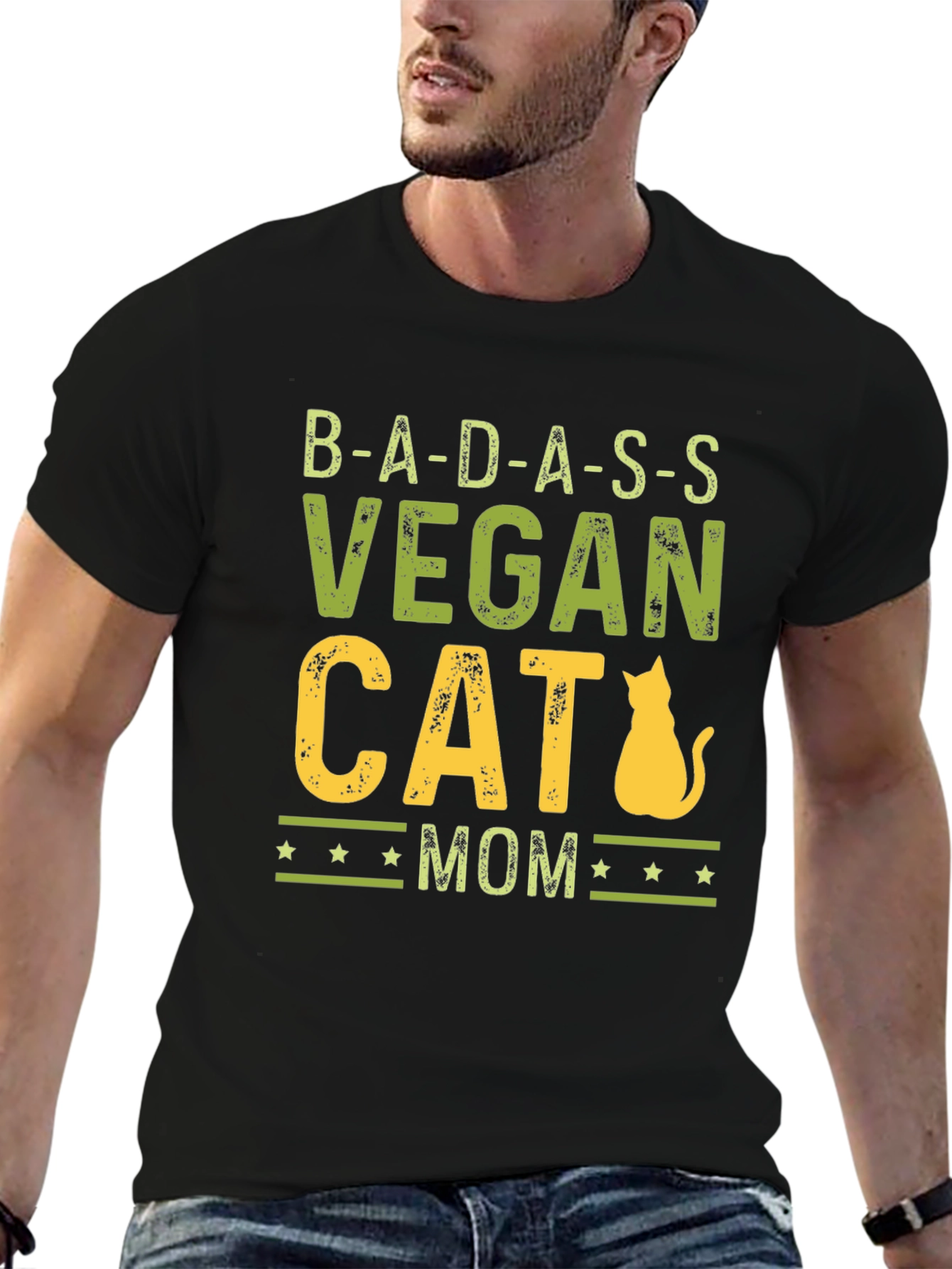 Badass Vegan Cat Mom Graphic Tee