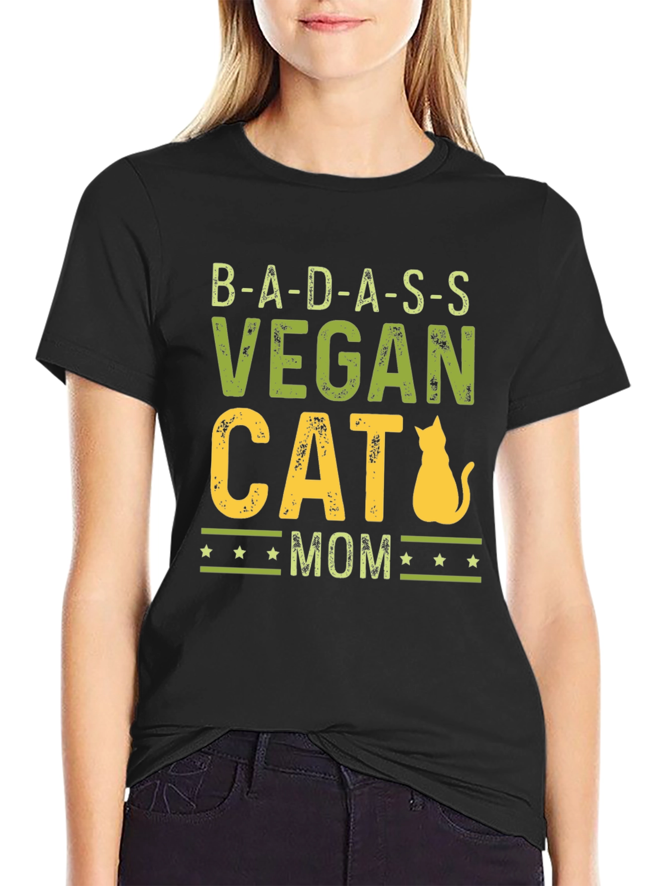 Badass Vegan Cat Mom Graphic Tee
