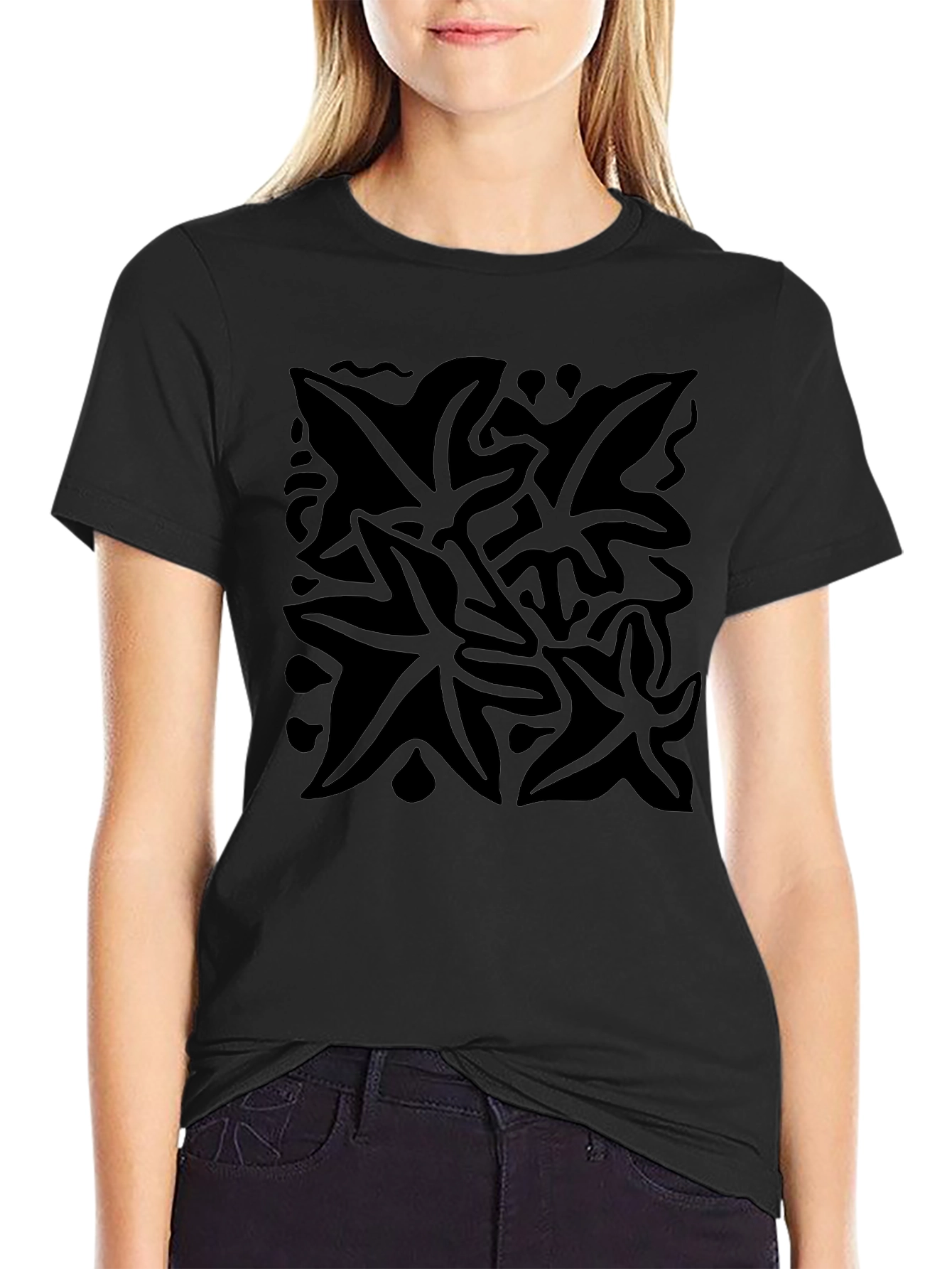 Abstract Black Starfish Graphic Tee - Mens
