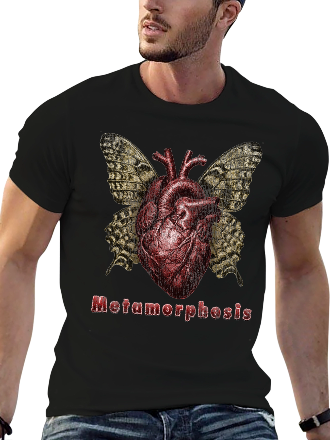 Metamorphosis Heart Butterfly Graphic T-Shirt