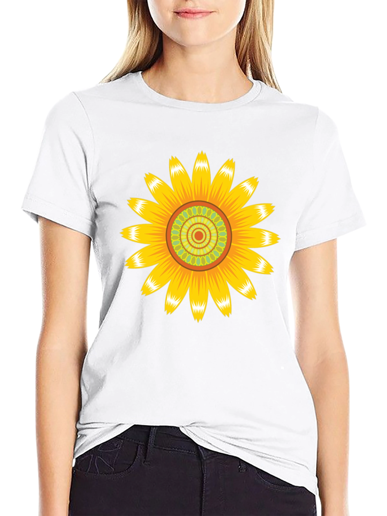 Sunflower Graphic Print Black T-Shirt