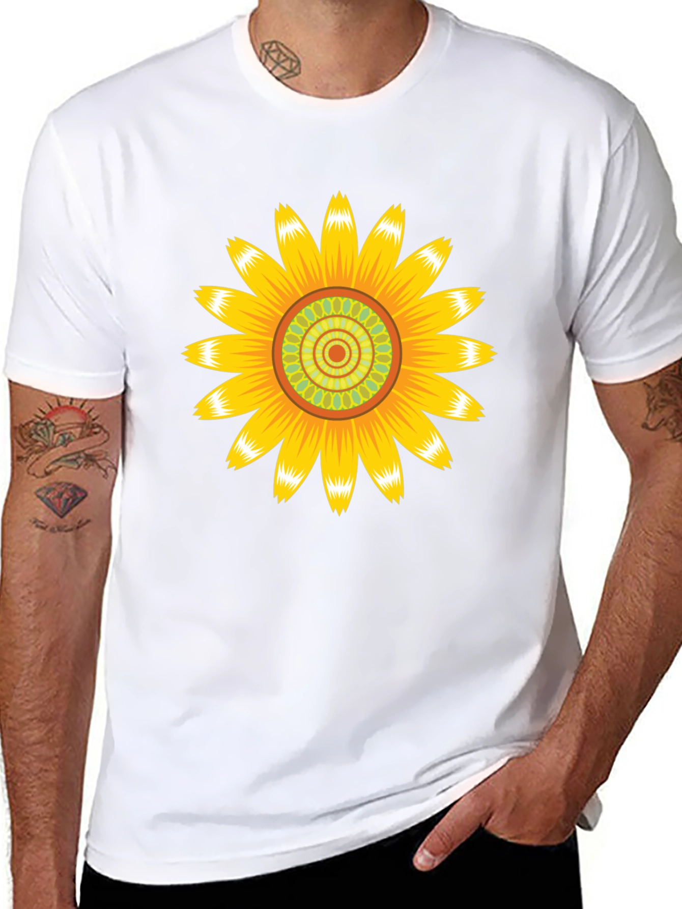 Sunflower Graphic Print Black T-Shirt
