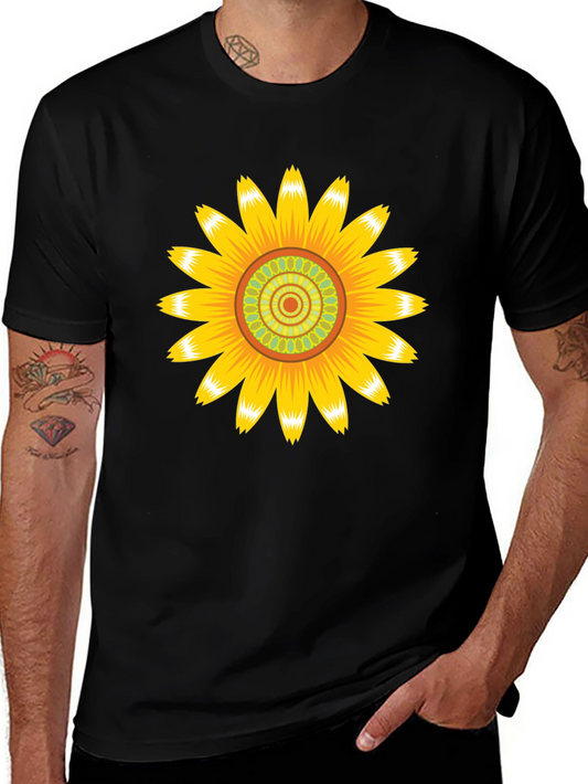 Sunflower Graphic Print Black T-Shirt