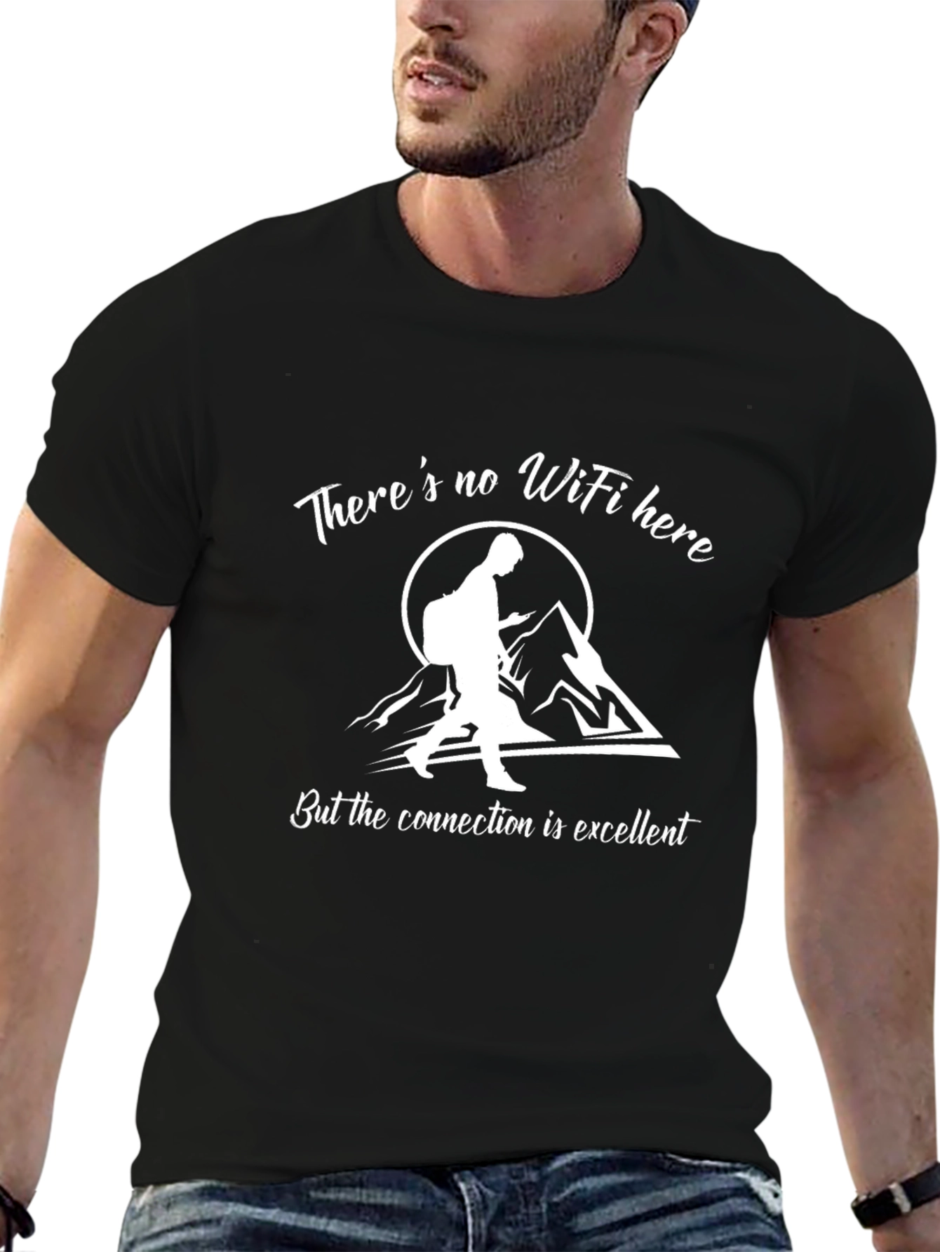 No WiFi Connection Black T-Shirt
