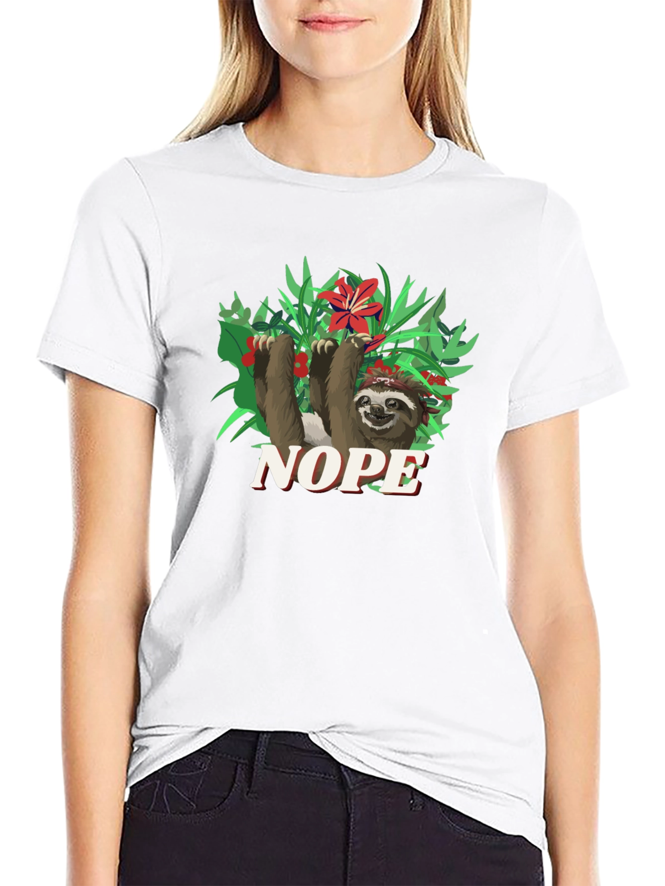 Nope Sloth Graphic Tee - Relaxed Fit
