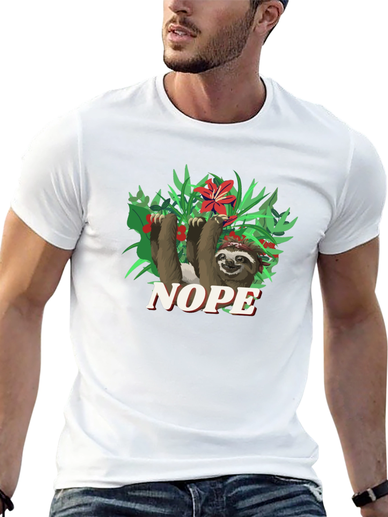 Nope Sloth Graphic Tee - Relaxed Fit