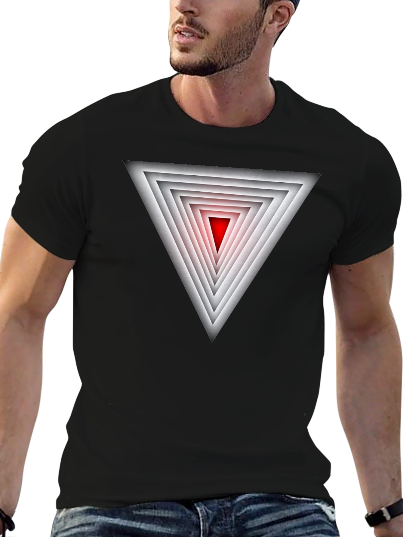 Geometric Triangle Graphic Black T-Shirt
