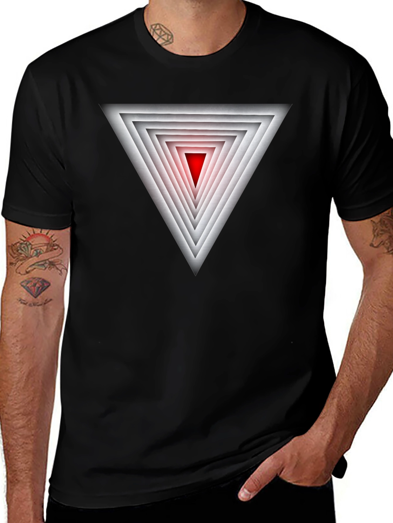 Geometric Triangle Graphic Black T-Shirt