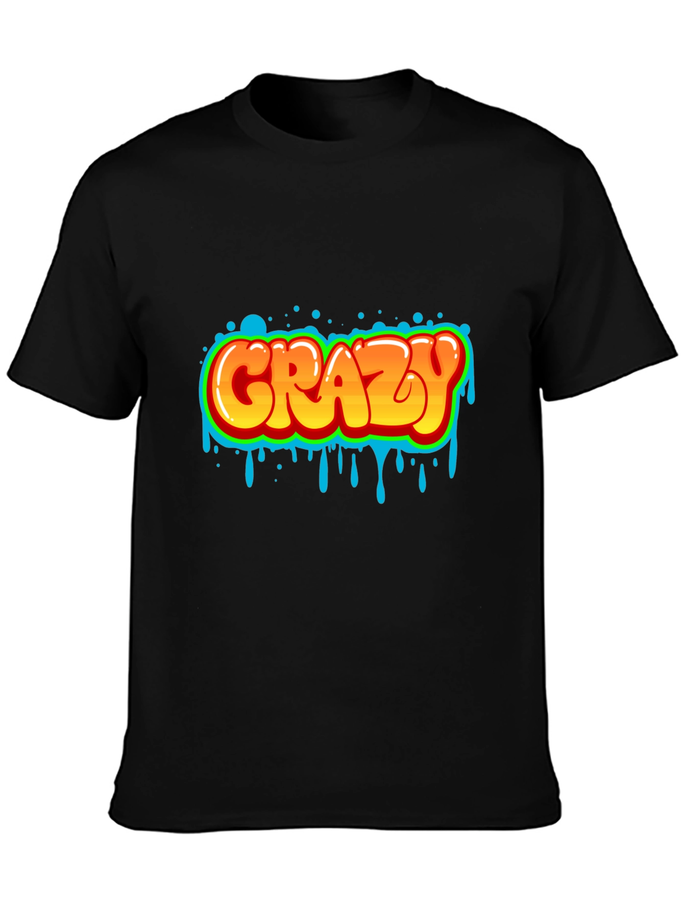 Crazy Graphic Print Black T-Shirt