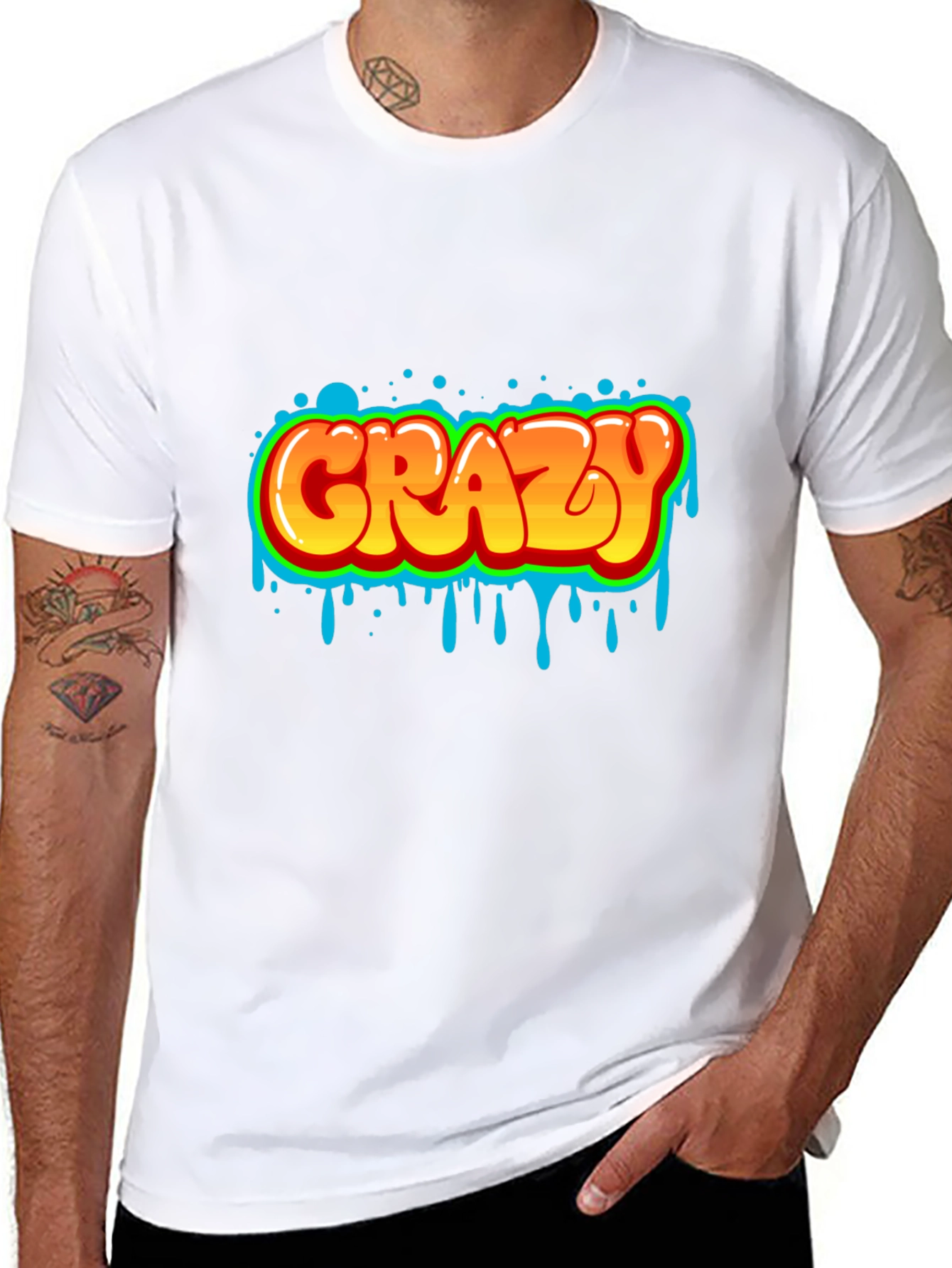 Crazy Graphic Print Black T-Shirt