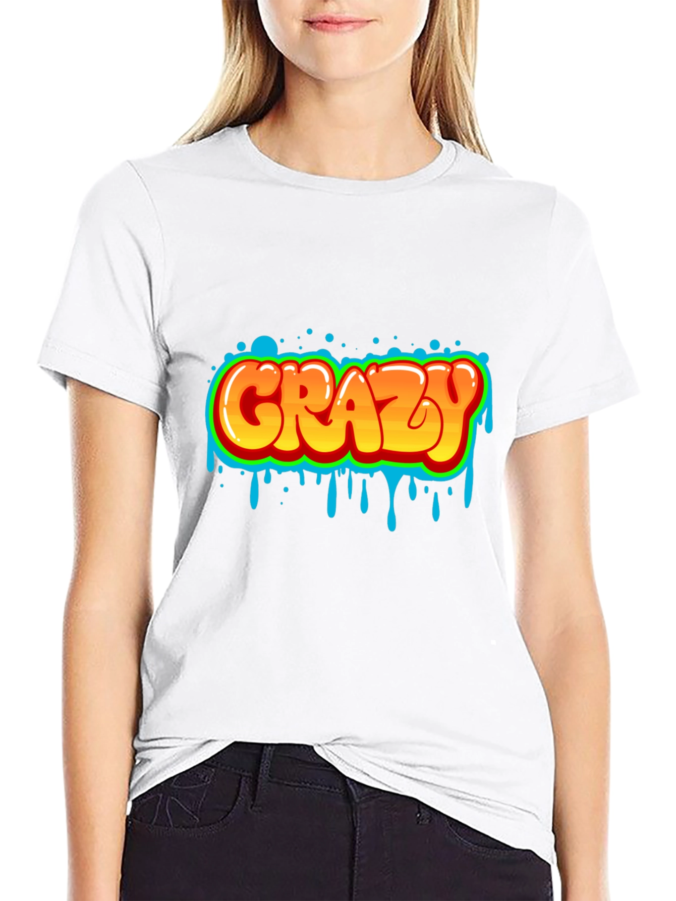 Crazy Graphic Print Black T-Shirt