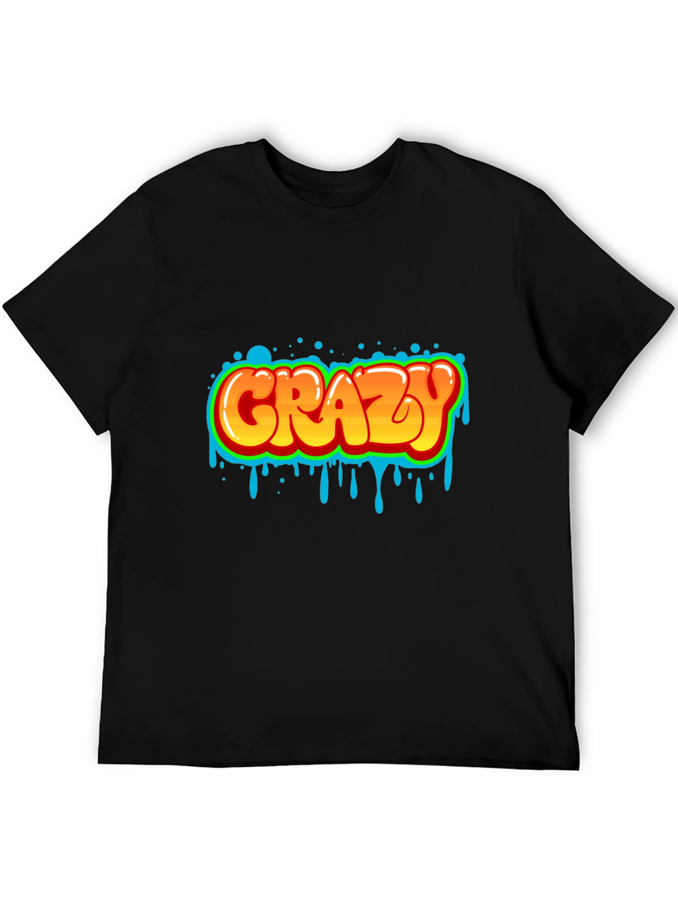 Crazy Graphic Print Black T-Shirt