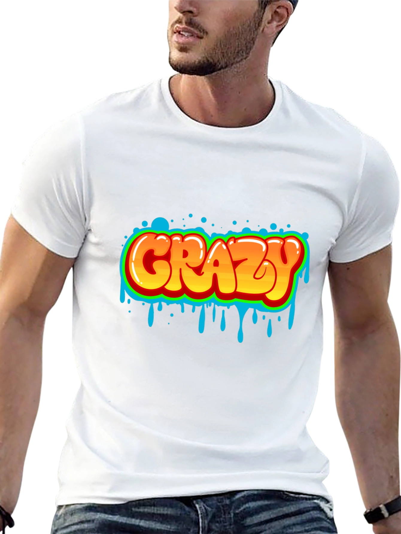 Crazy Graphic Print Black T-Shirt