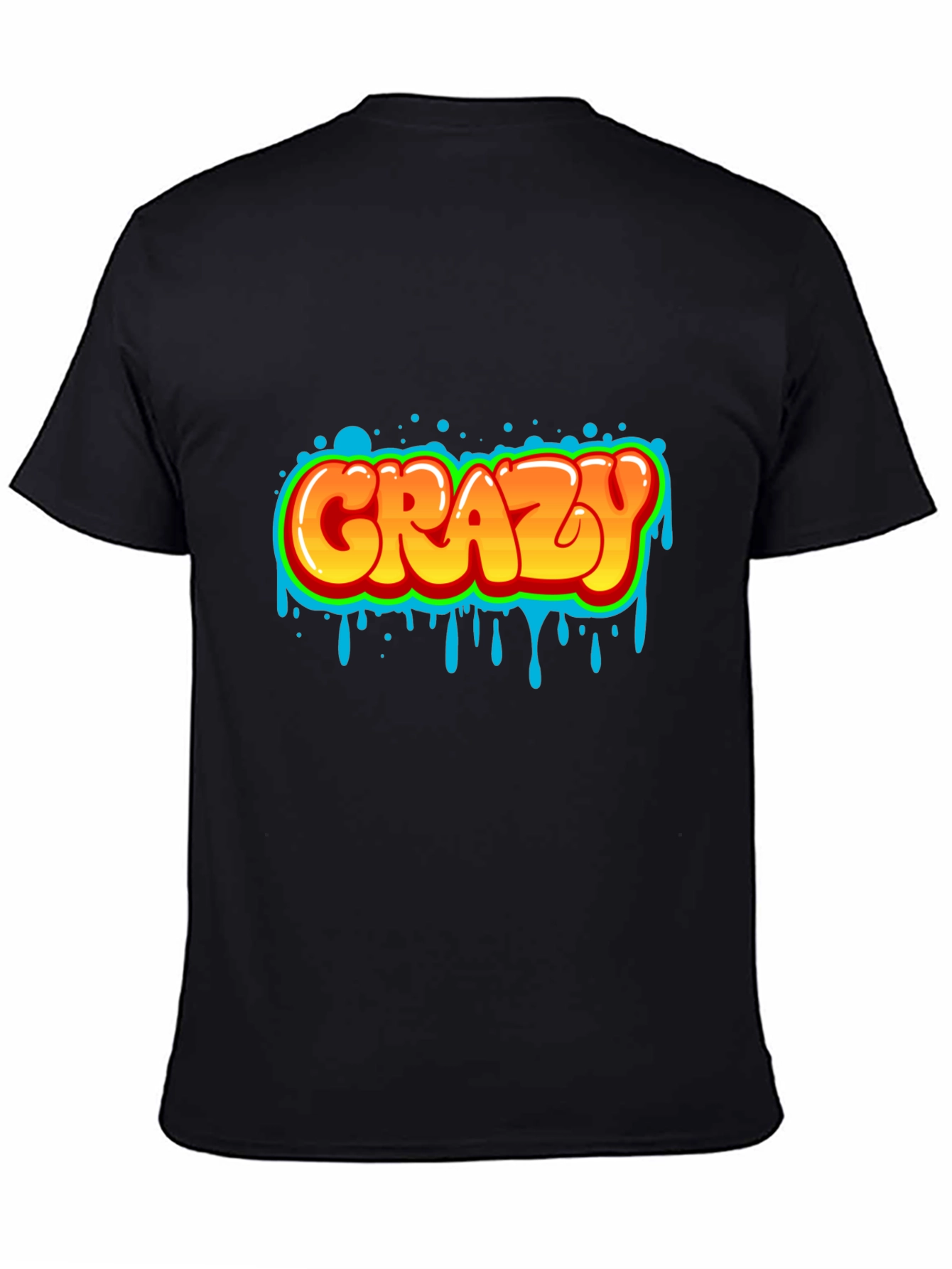 Crazy Graphic Print Black T-Shirt