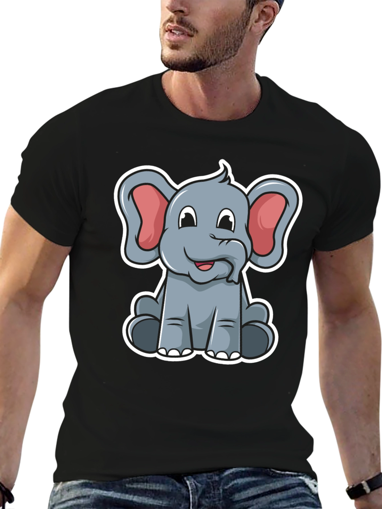 Cute Elephant Graphic Tee - Soft Cotton Blend
