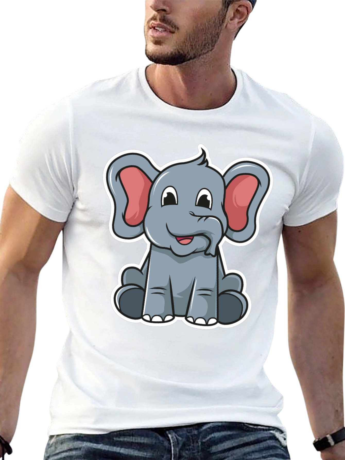 Cute Elephant Graphic Tee - Soft Cotton Blend