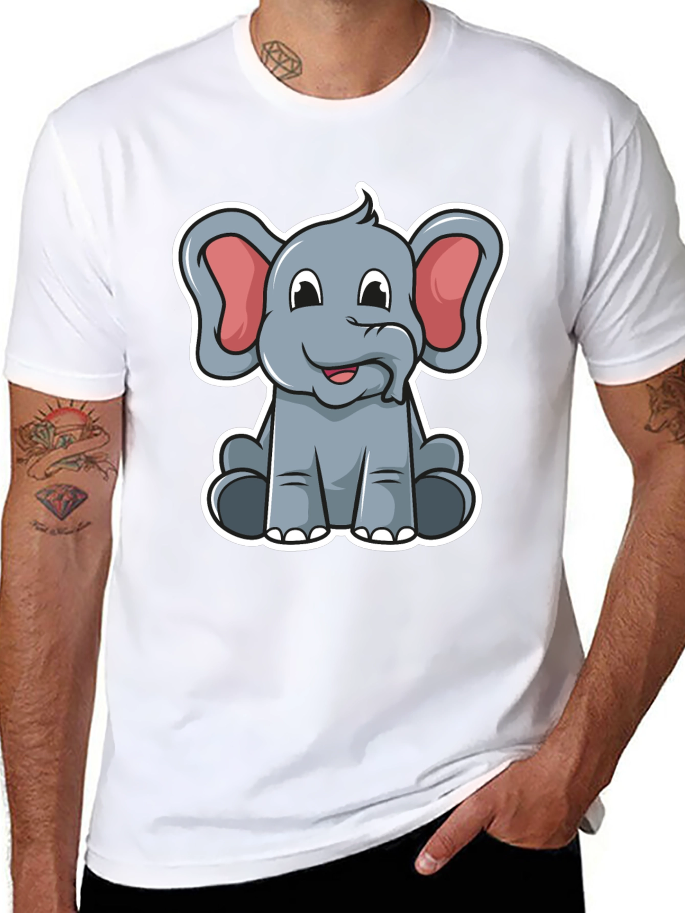 Cute Elephant Graphic Tee - Soft Cotton Blend
