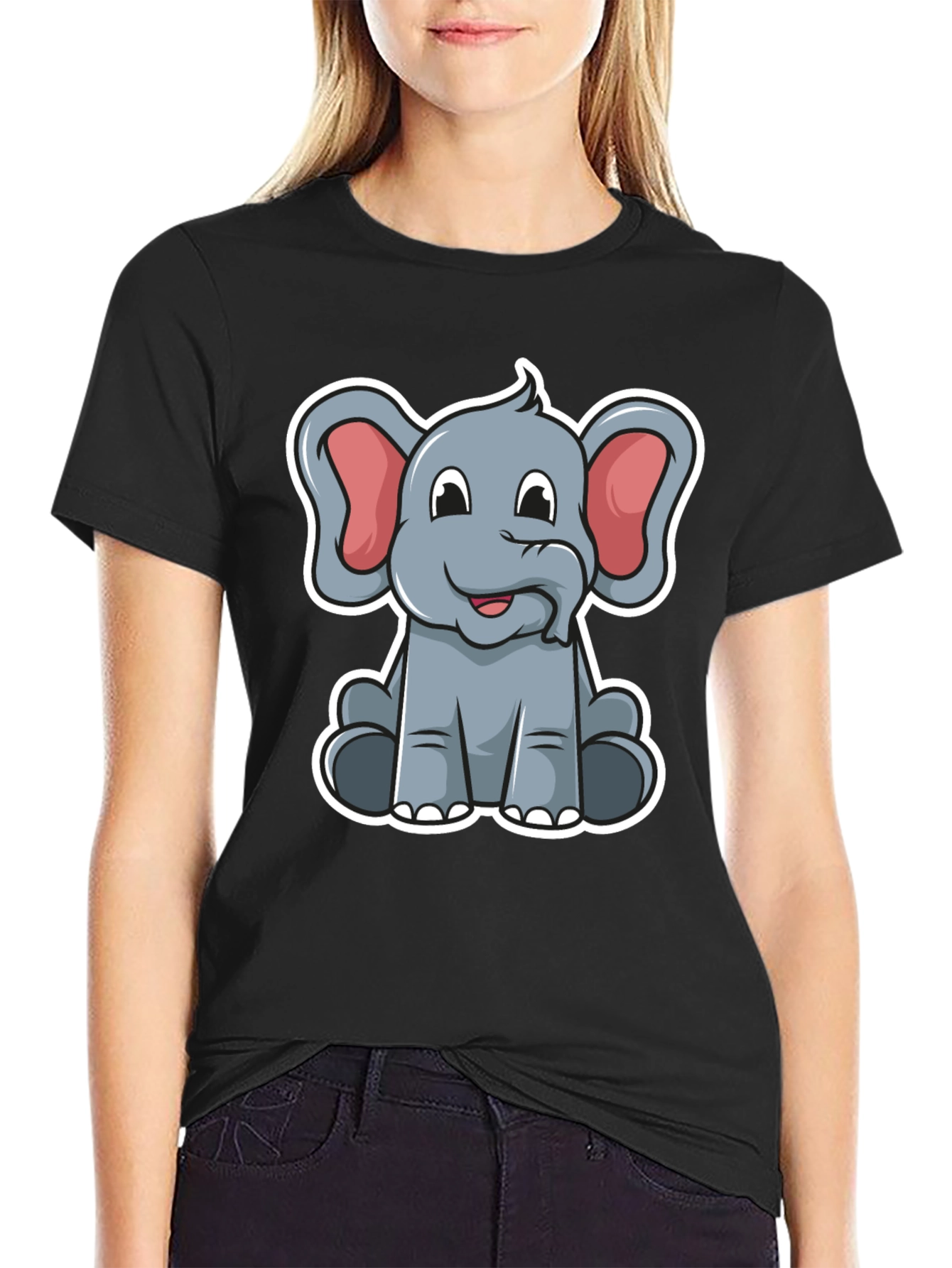 Cute Elephant Graphic Tee - Soft Cotton Blend