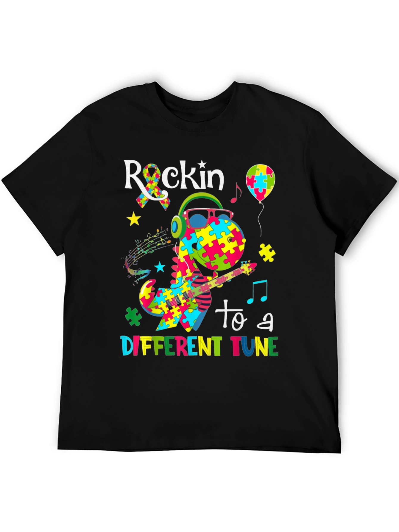 Autism Awareness Dinosaur Rockin T-Shirt