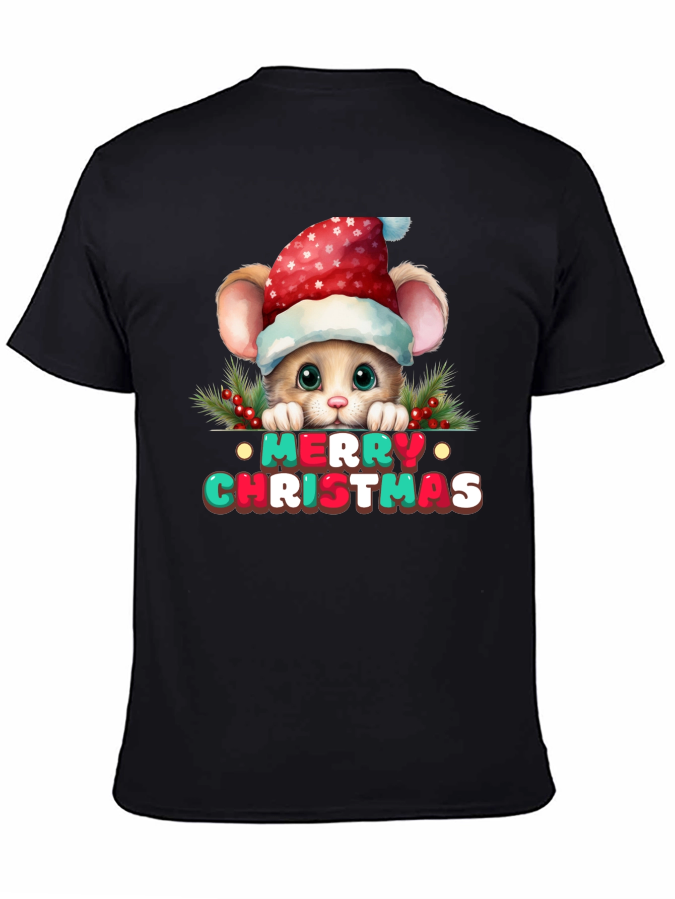 Festive Mouse Christmas Graphic T-Shirt