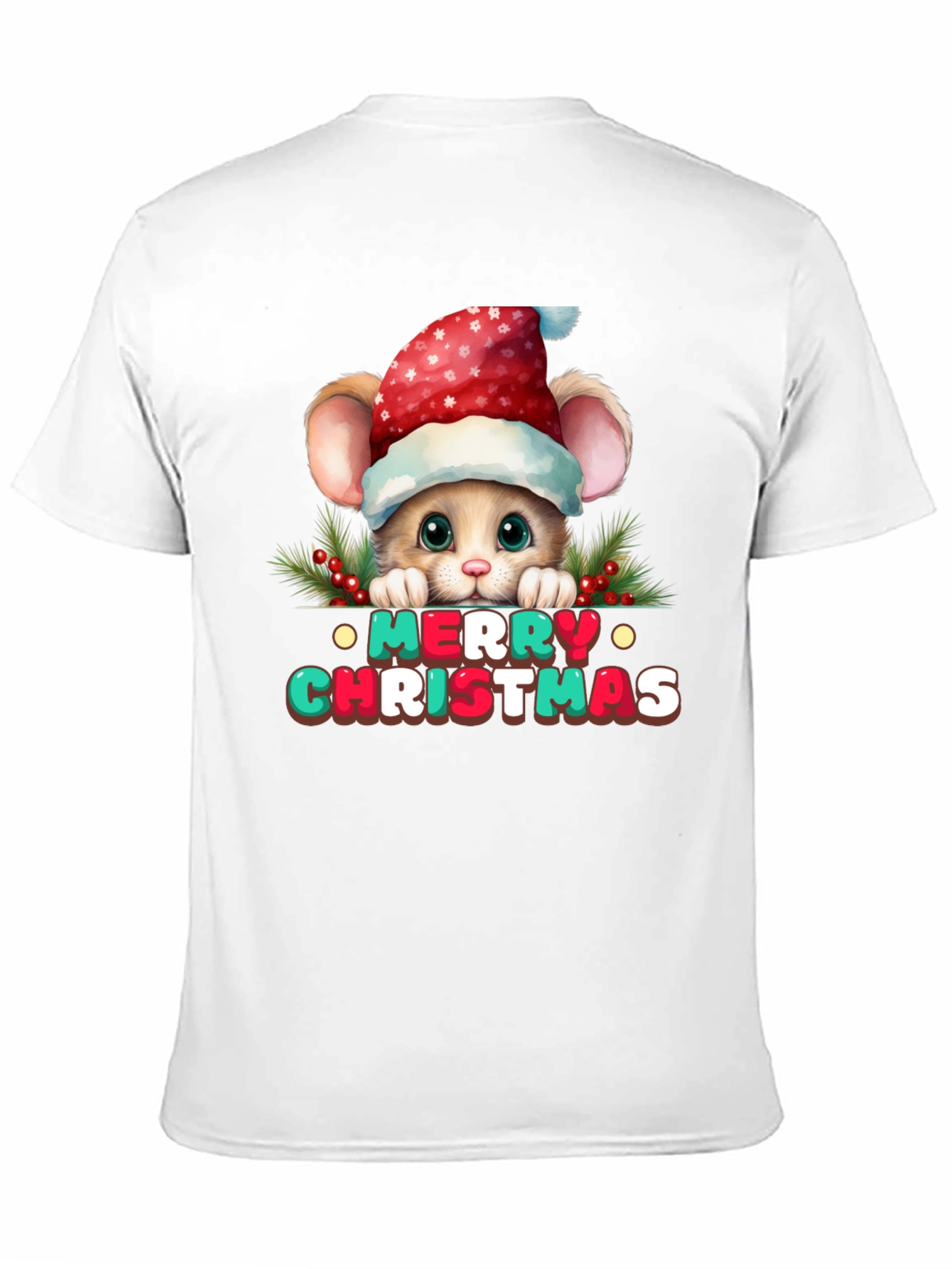 Festive Mouse Christmas Graphic T-Shirt