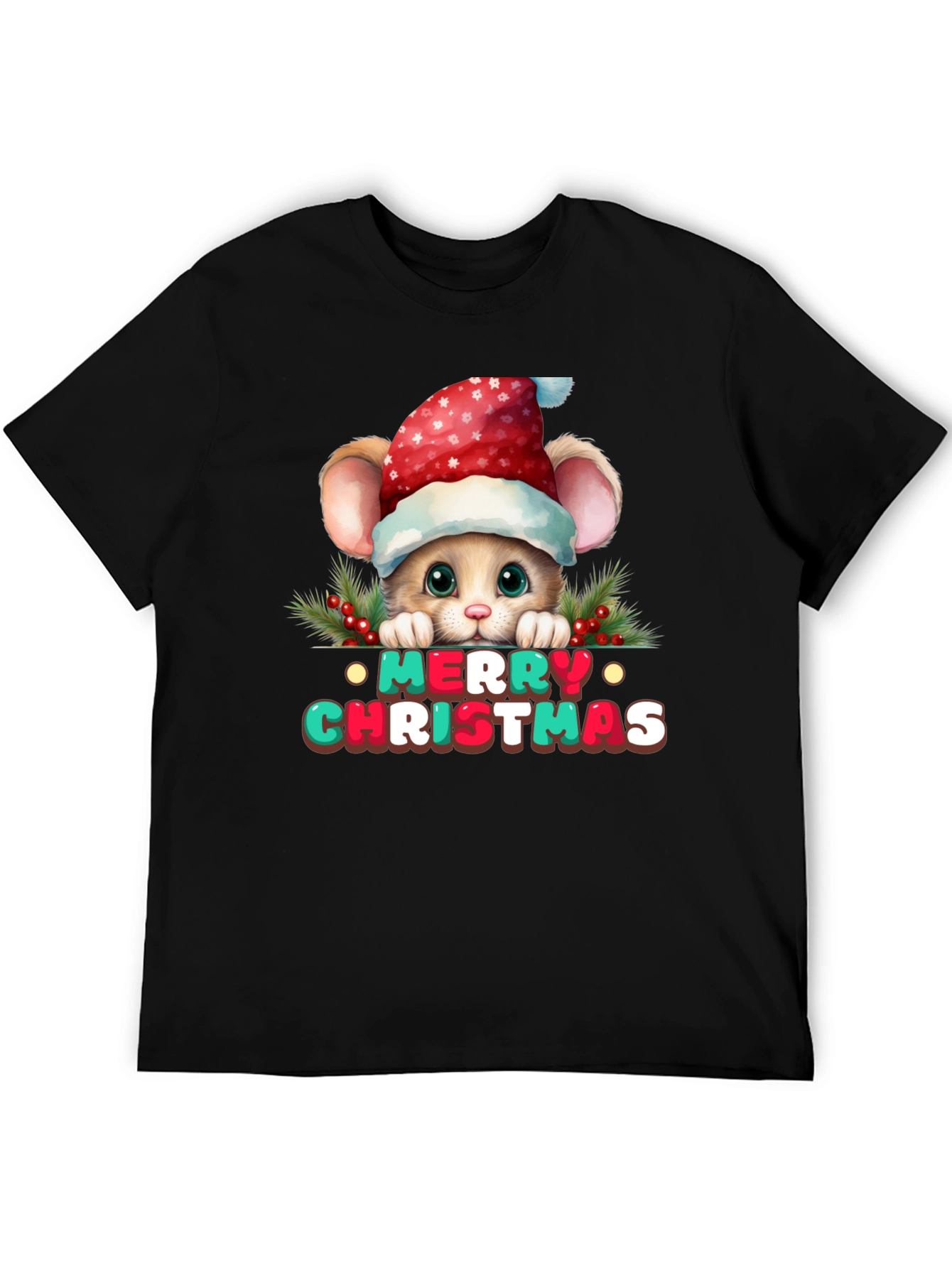 Festive Mouse Christmas Graphic T-Shirt