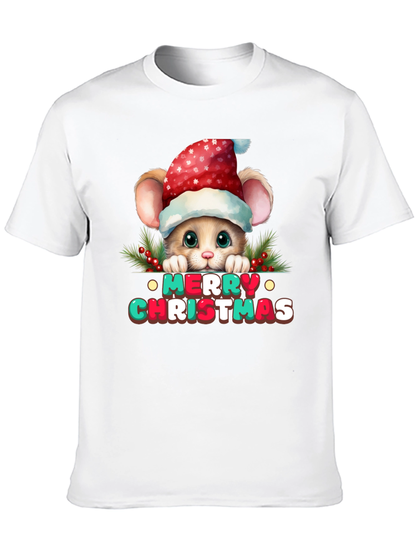 Festive Mouse Christmas Graphic T-Shirt