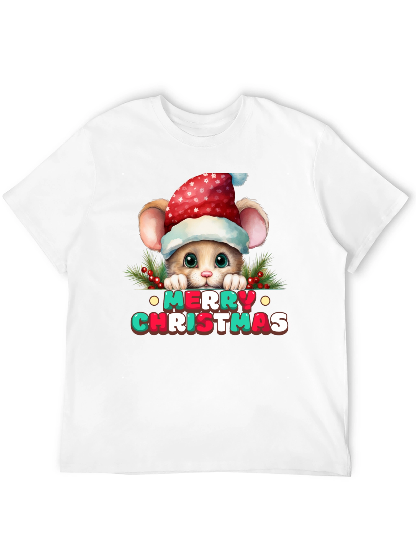 Festive Mouse Christmas Graphic T-Shirt
