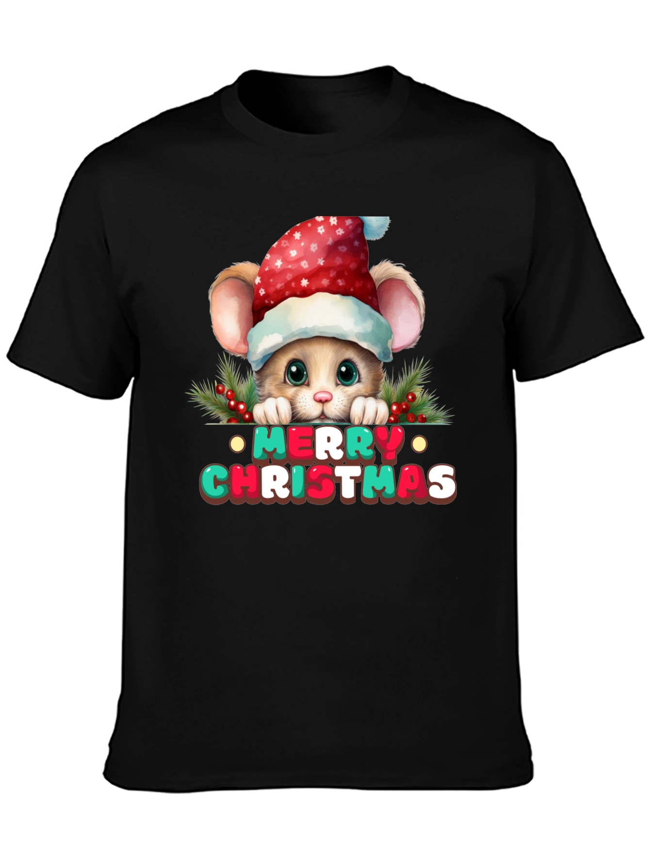 Festive Mouse Christmas Graphic T-Shirt