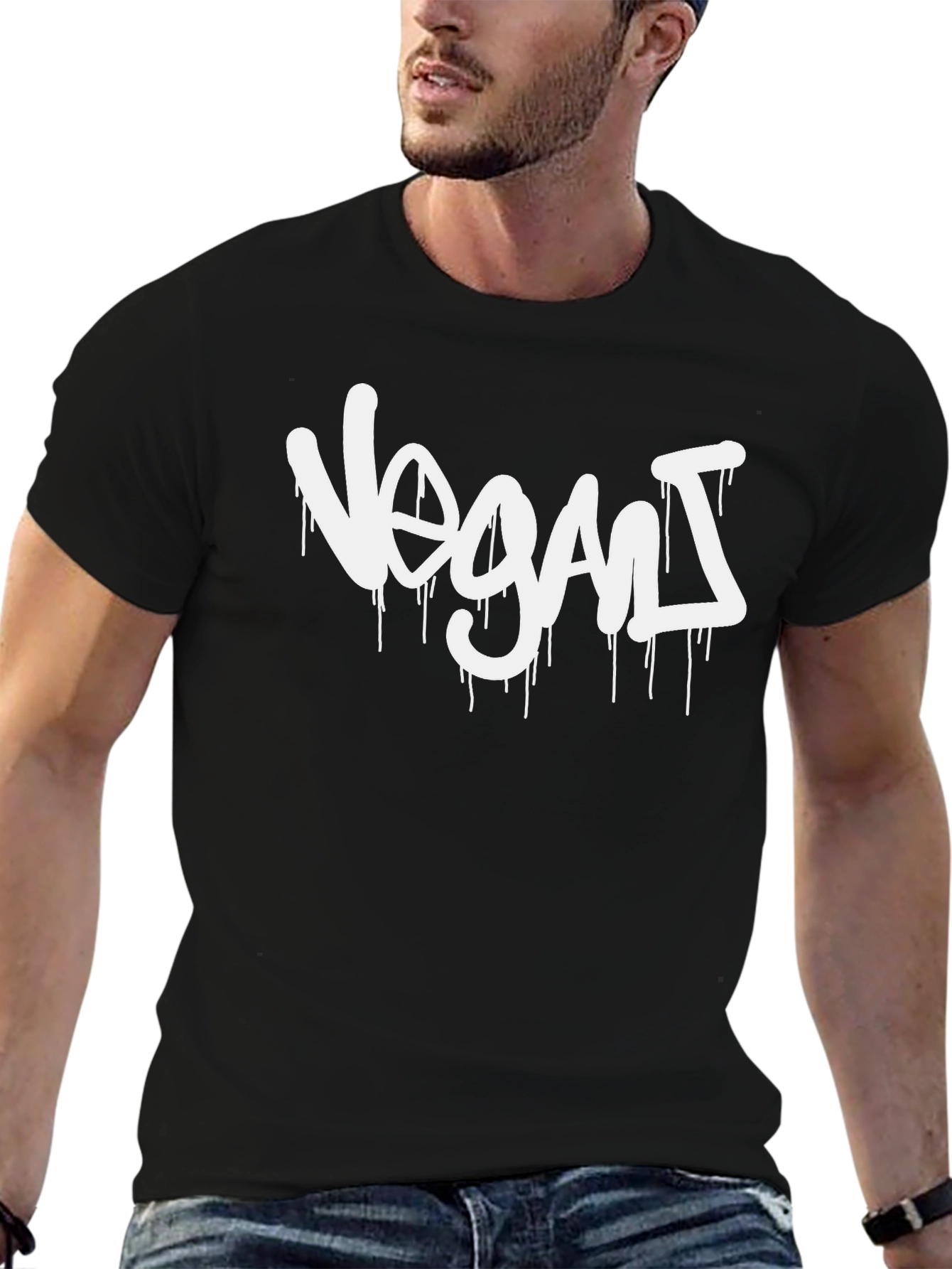 Vegan Graffiti Style Graphic T-Shirt